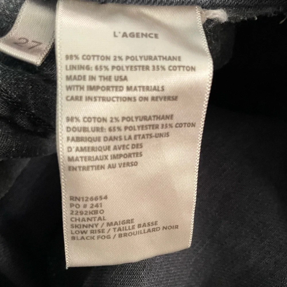 L’AGENCE Chantal Low Rise Skinny in Dark Vintage Size 27